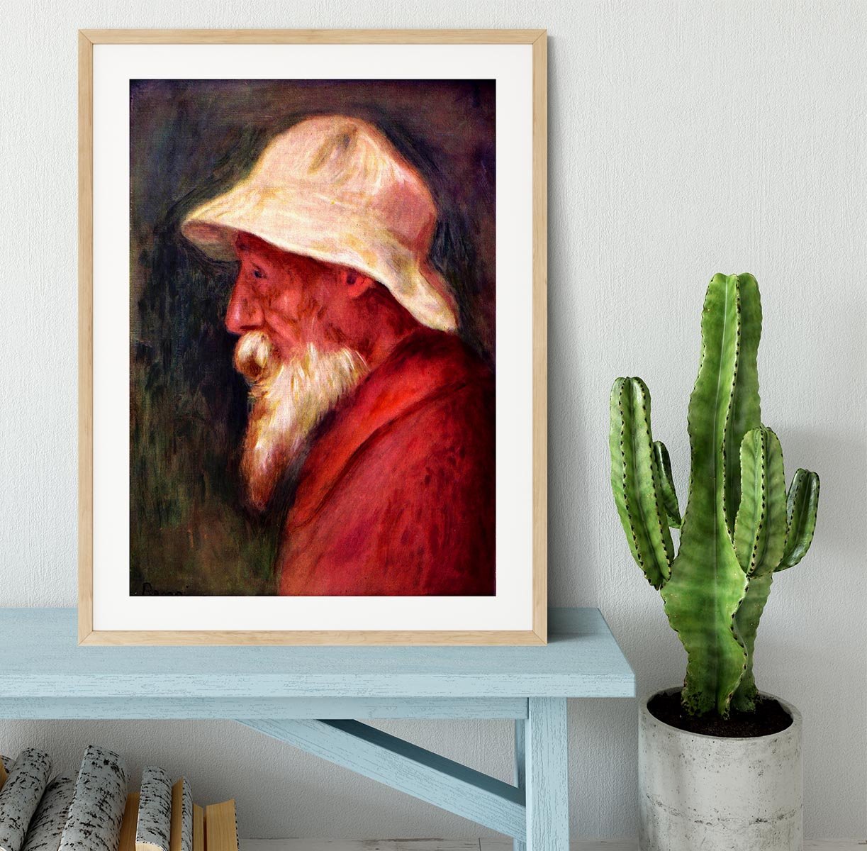 Selfportrait with white hat by Renoir Framed Print - Canvas Art Rocks - 3