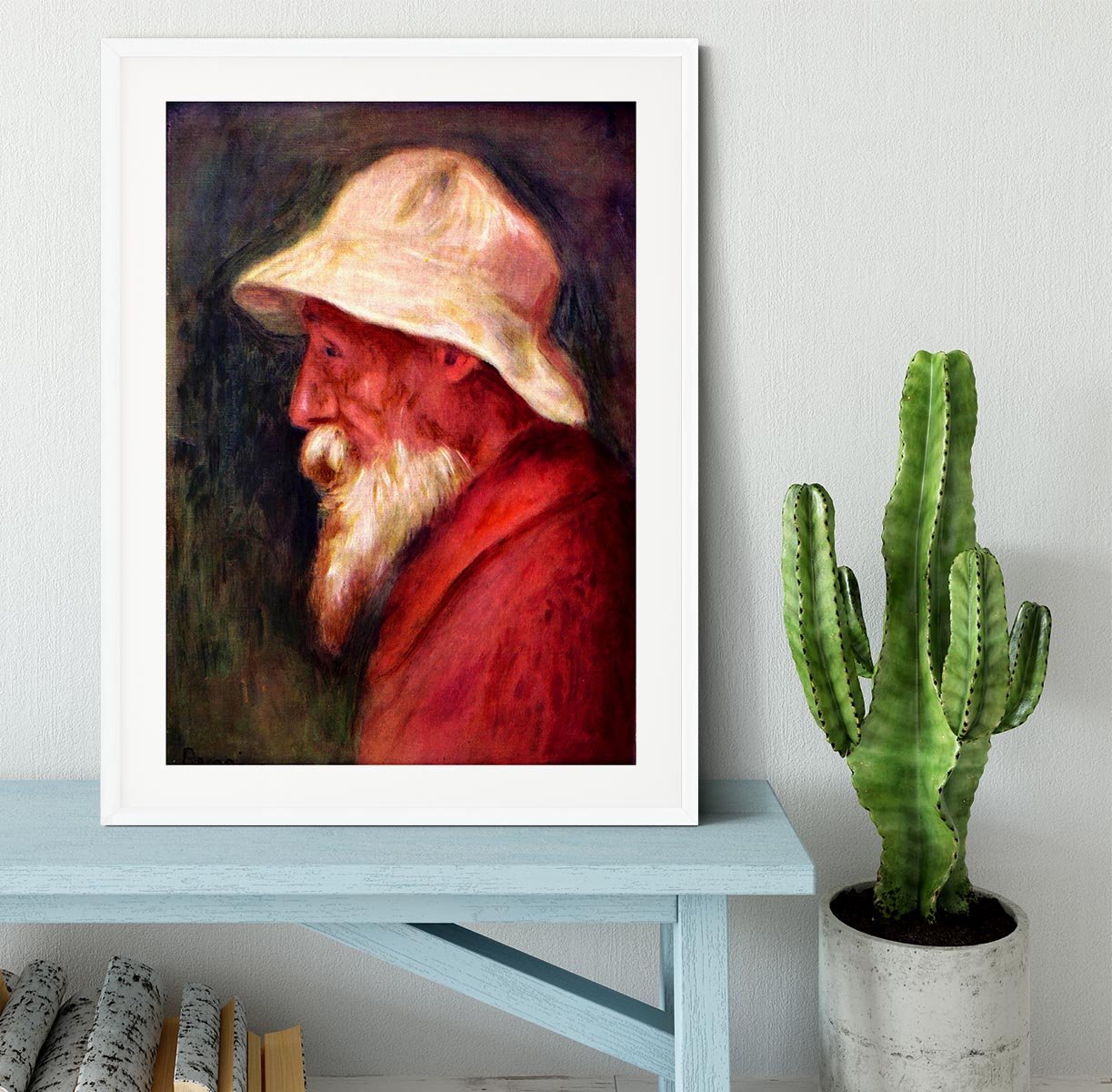 Selfportrait with white hat by Renoir Framed Print - Canvas Art Rocks - 5