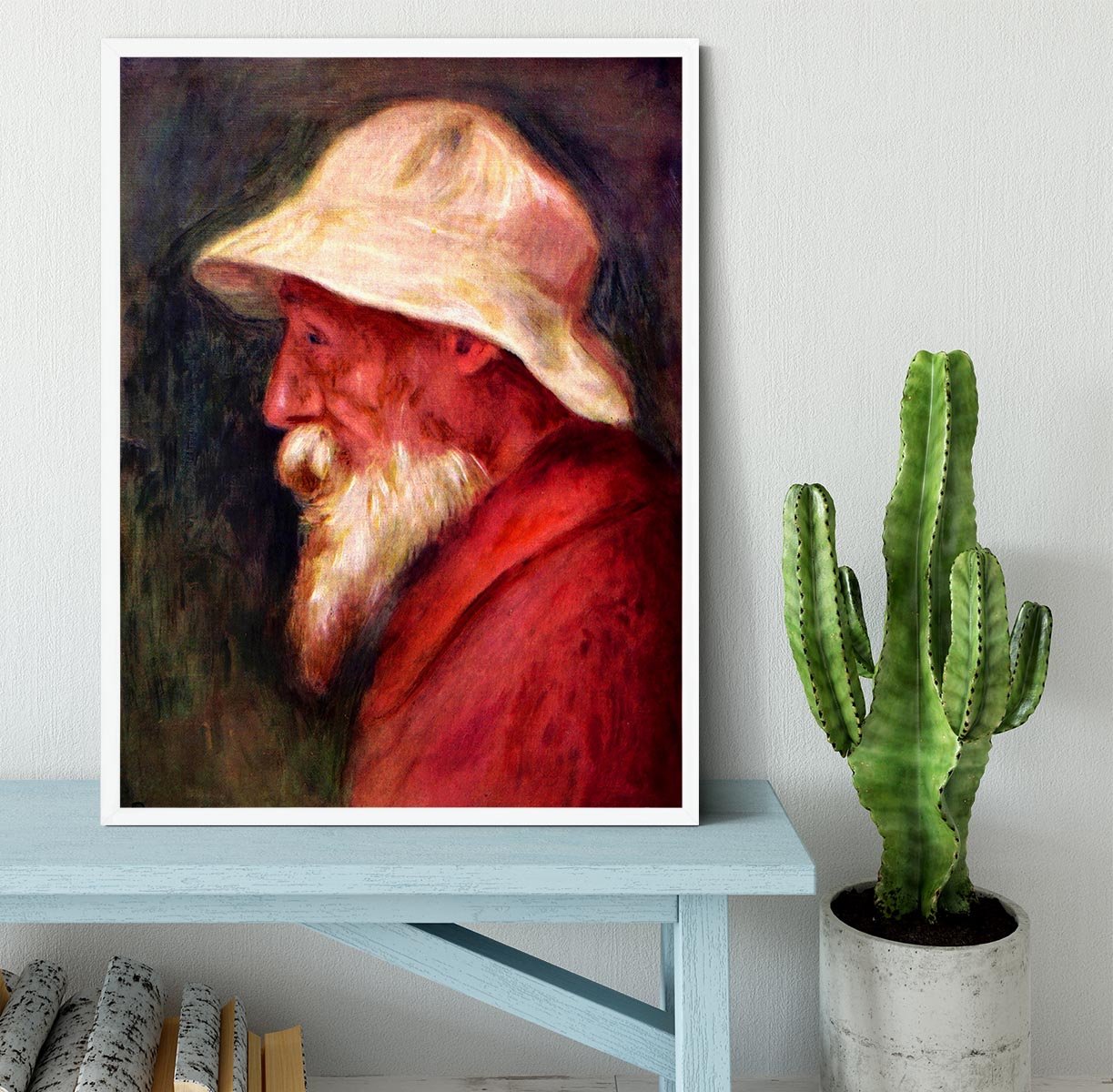 Selfportrait with white hat by Renoir Framed Print - Canvas Art Rocks -6