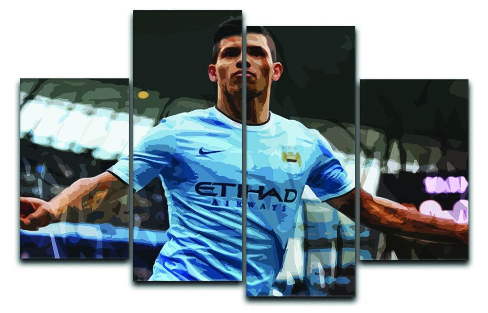 Sergio Aguero Manchester City 4 Split Panel Canvas  - Canvas Art Rocks - 1