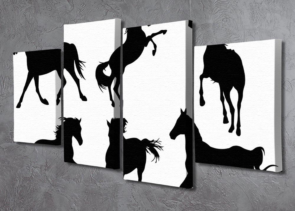 Set of horse silhouette collection 4 Split Panel Canvas - Canvas Art Rocks - 2