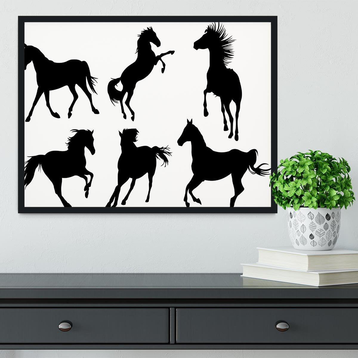 Set of horse silhouette collection Framed Print - Canvas Art Rocks - 2