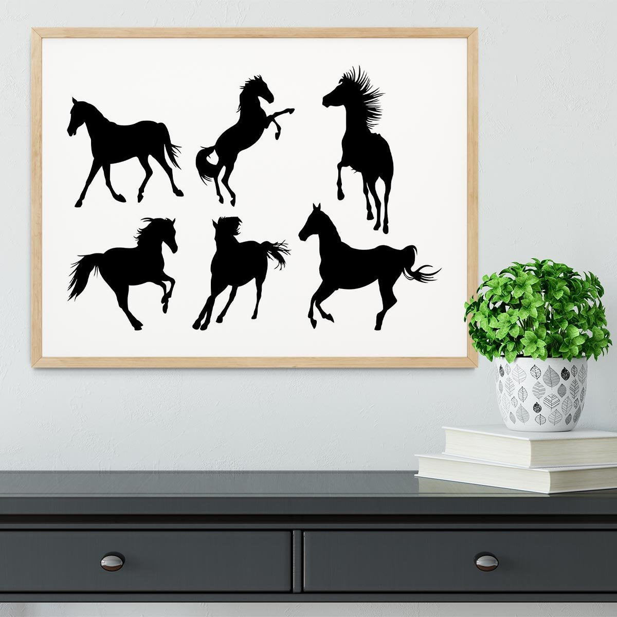 Set of horse silhouette collection Framed Print - Canvas Art Rocks - 3
