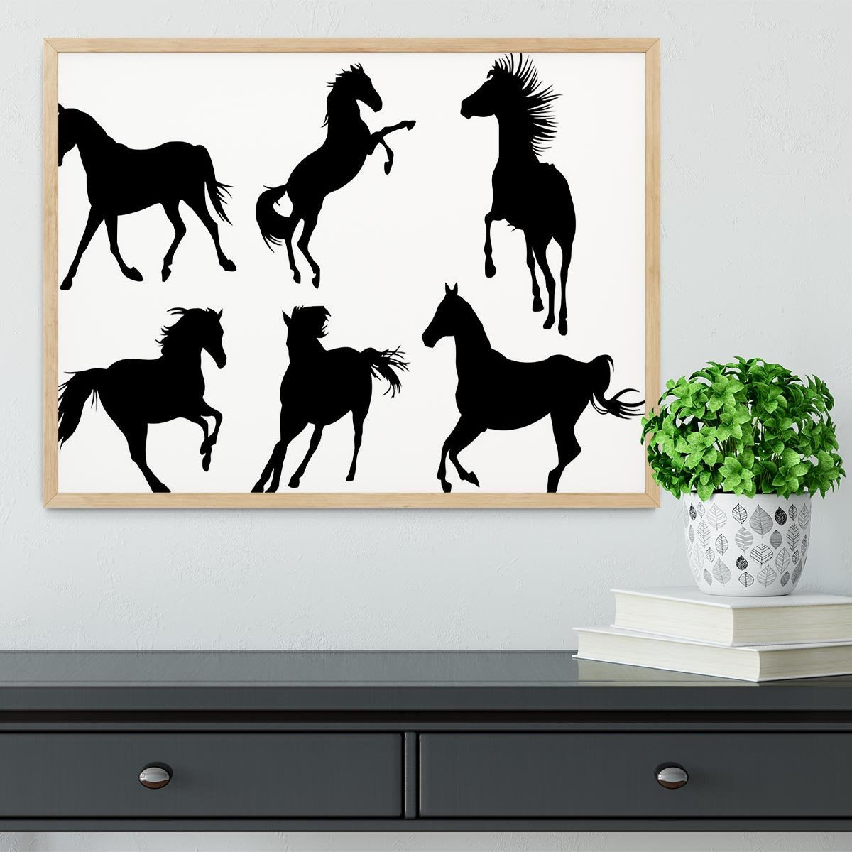 Set of horse silhouette collection Framed Print - Canvas Art Rocks - 4