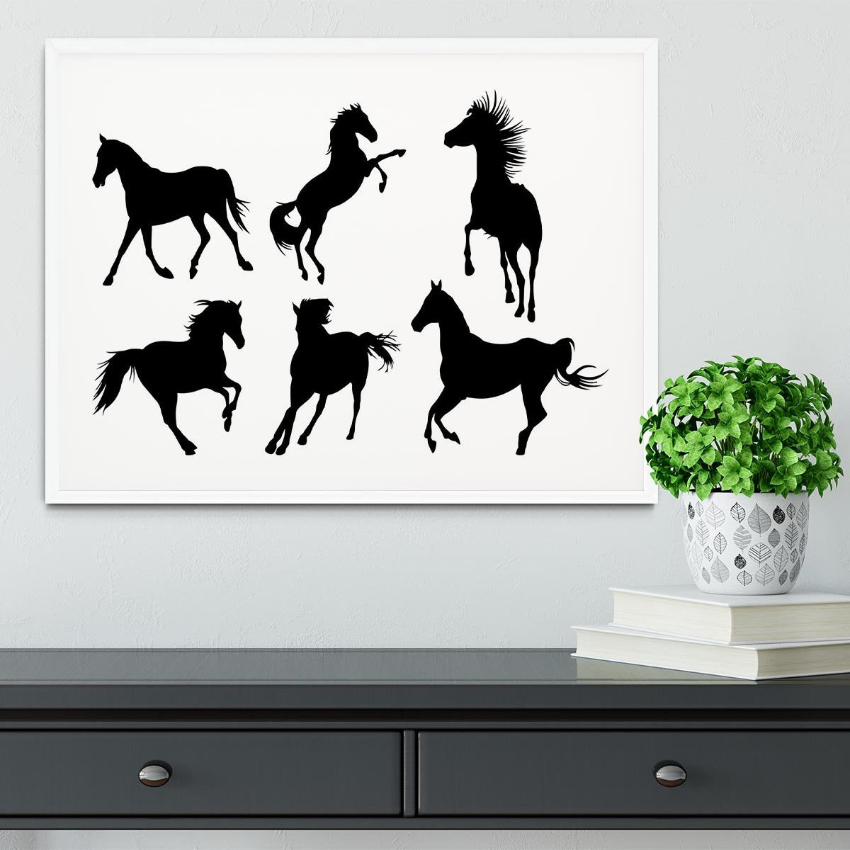Set of horse silhouette collection Framed Print - Canvas Art Rocks - 5