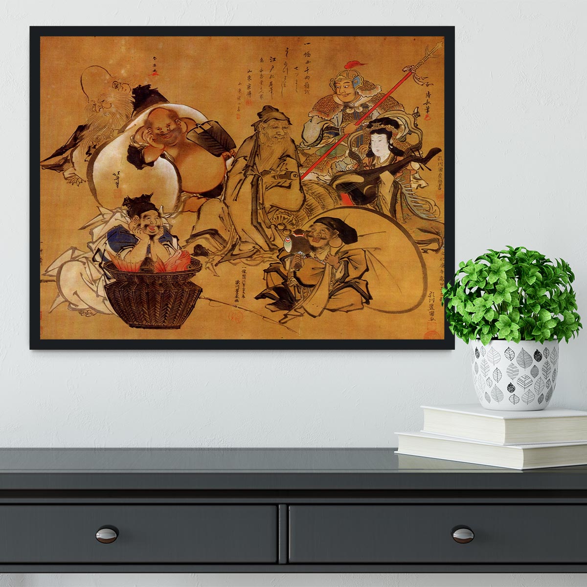 Seven gods of fortune by Hokusai Framed Print - Canvas Art Rocks - 2