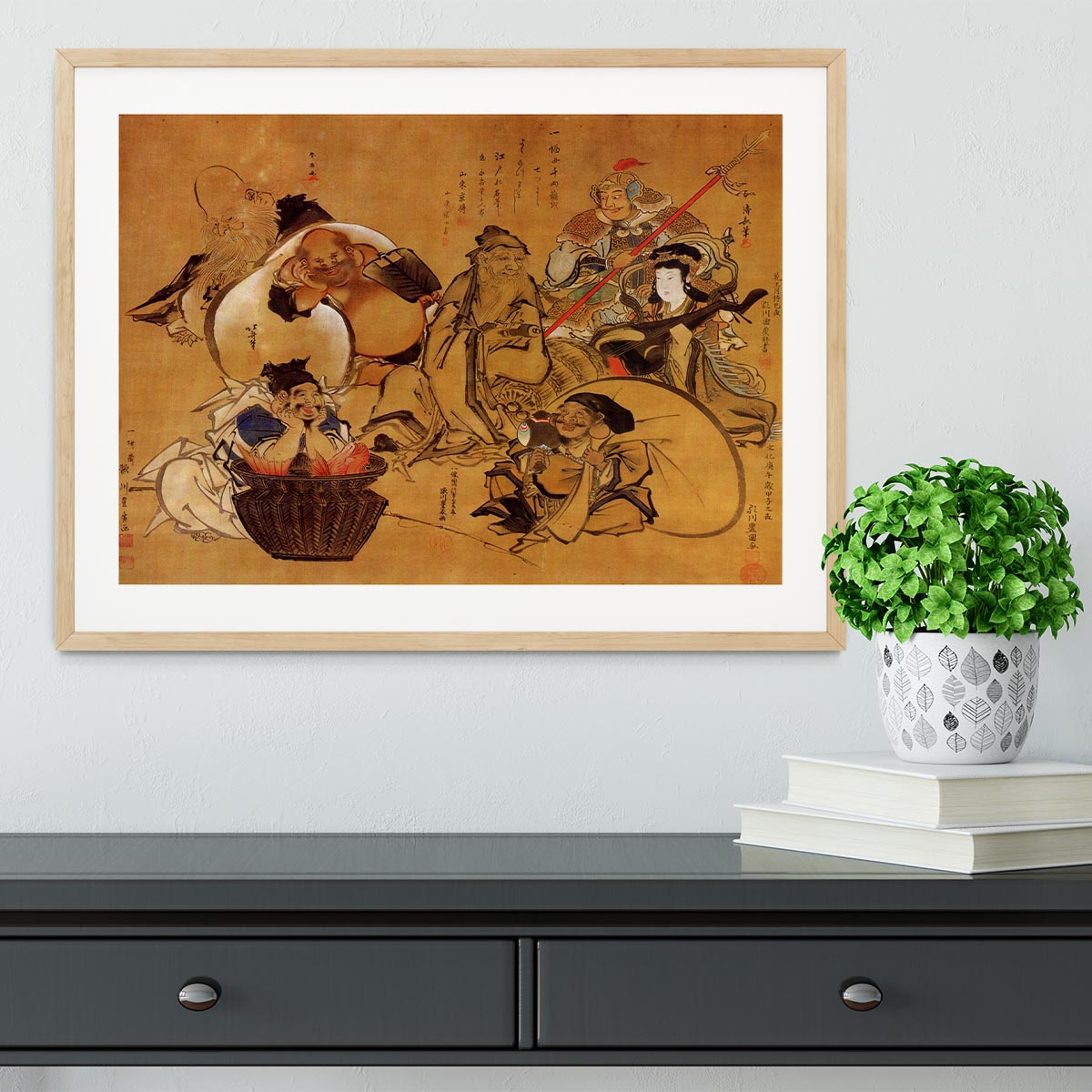 Seven gods of fortune by Hokusai Framed Print - Canvas Art Rocks - 3