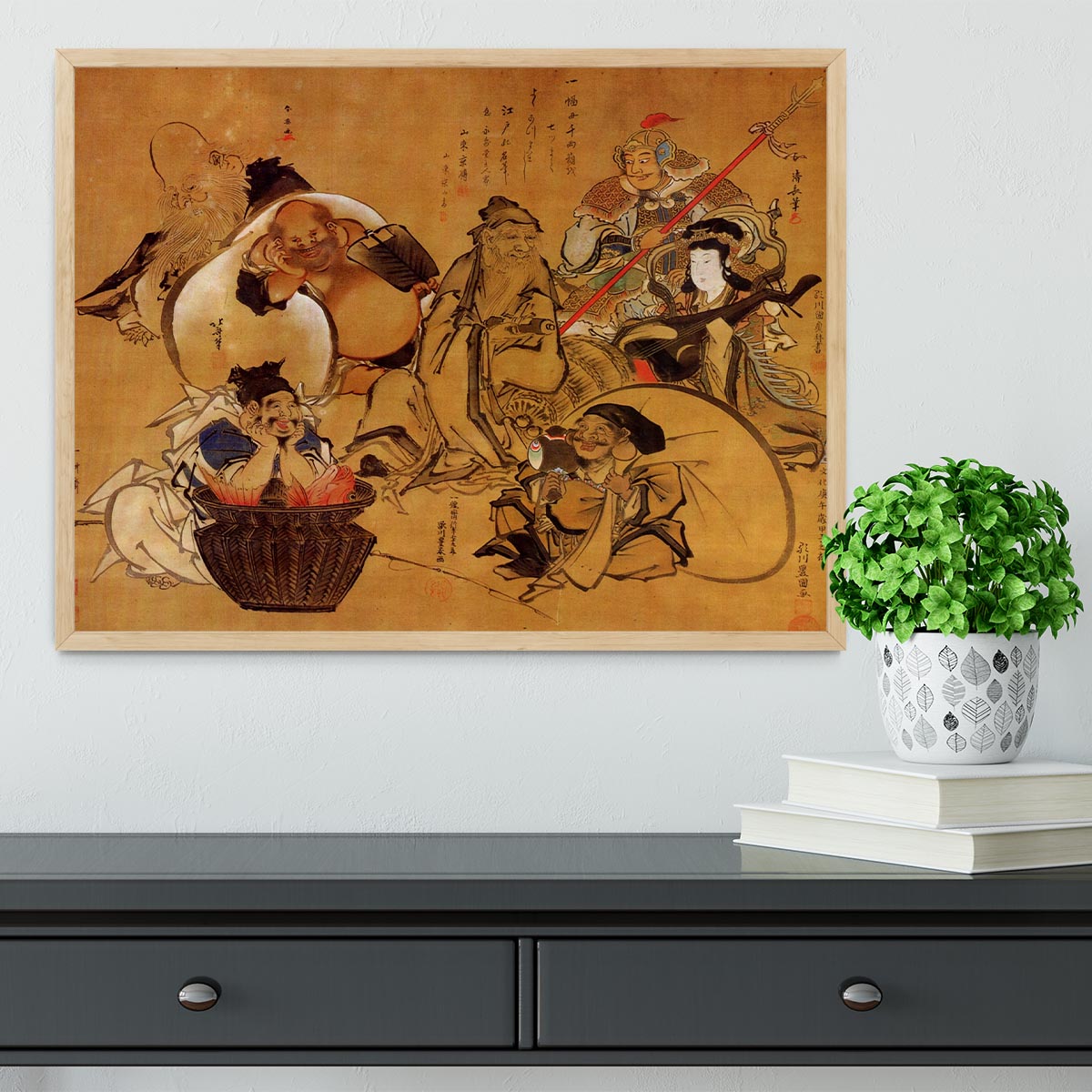 Seven gods of fortune by Hokusai Framed Print - Canvas Art Rocks - 4