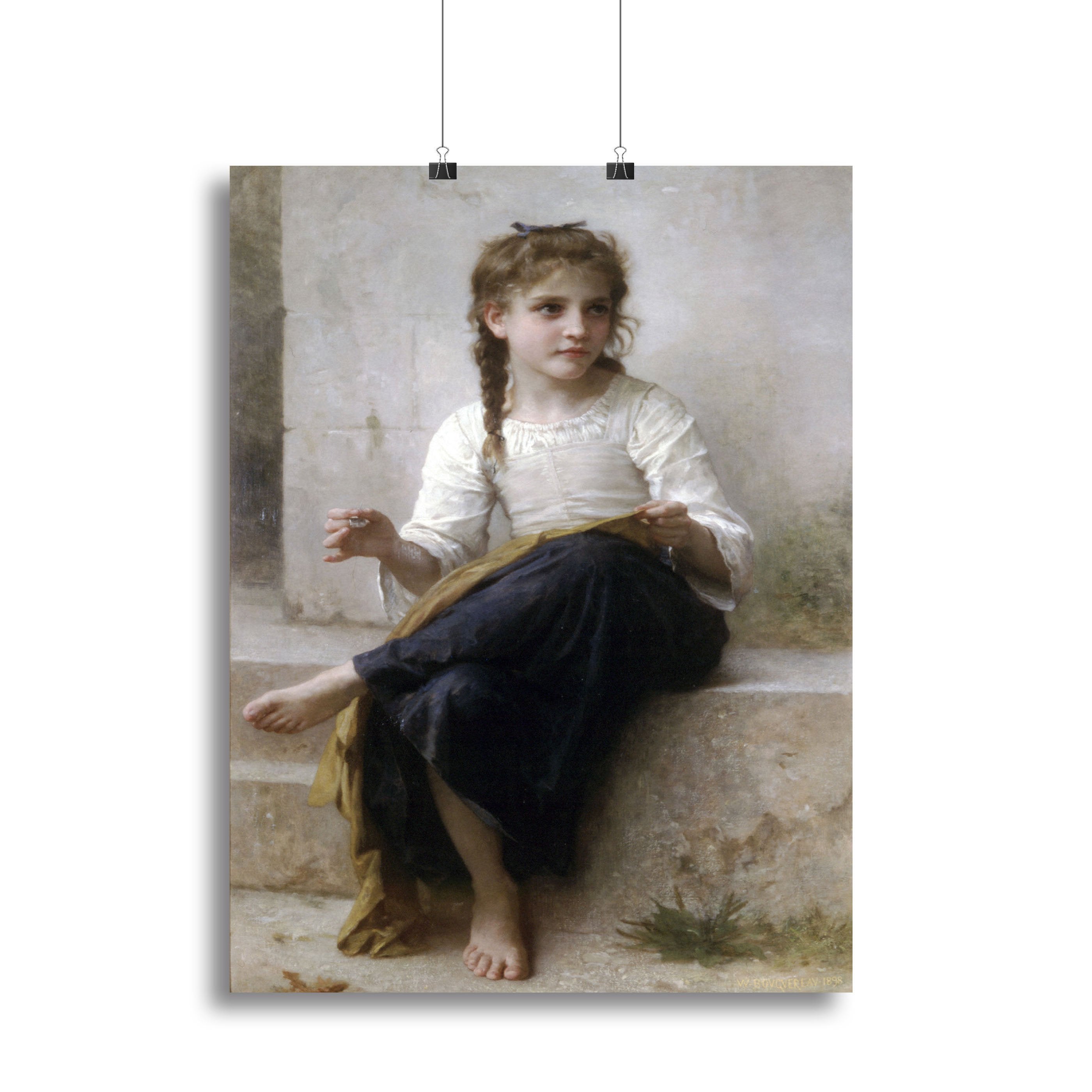 Sewing By Bouguereau Canvas Print or Poster