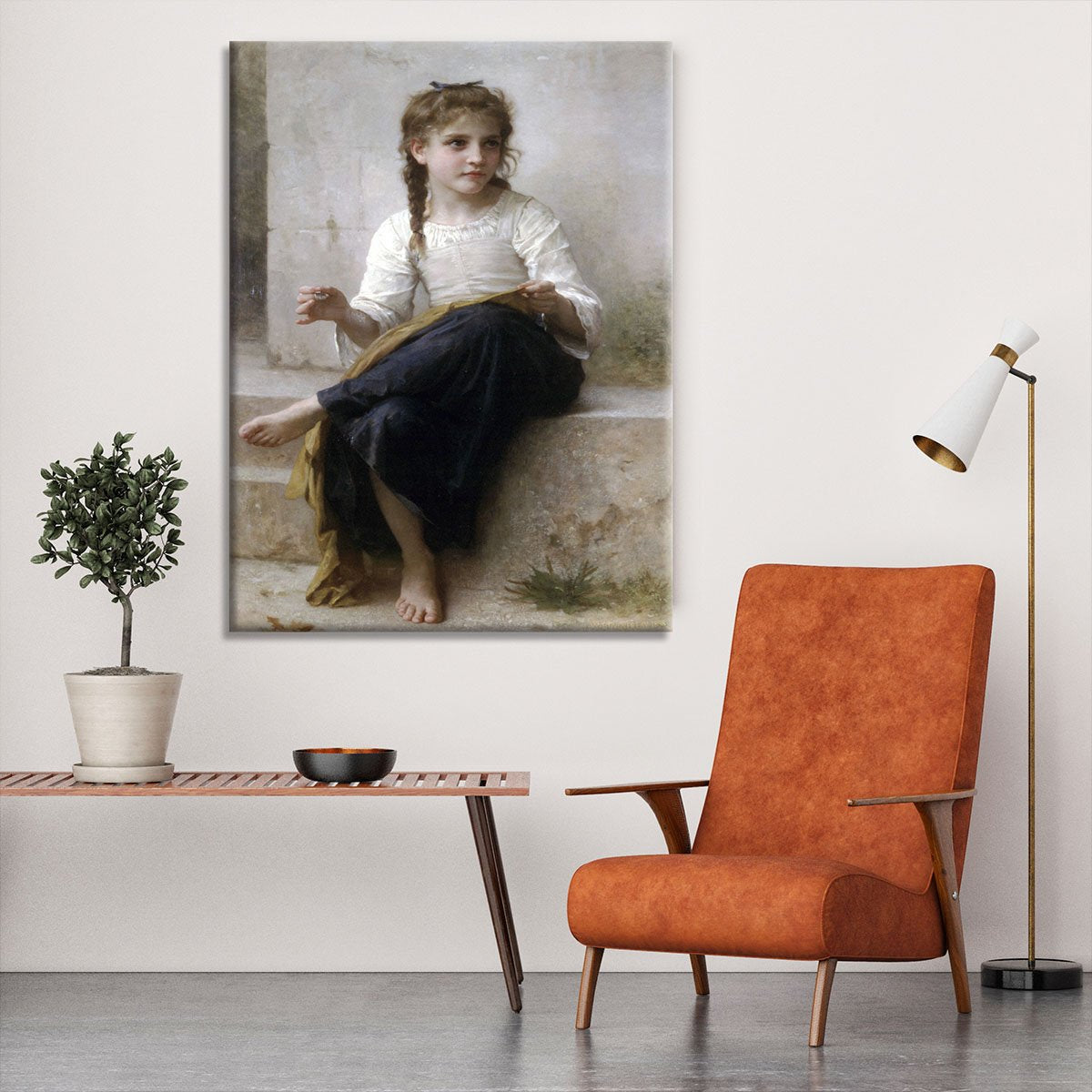 Sewing By Bouguereau Canvas Print or Poster