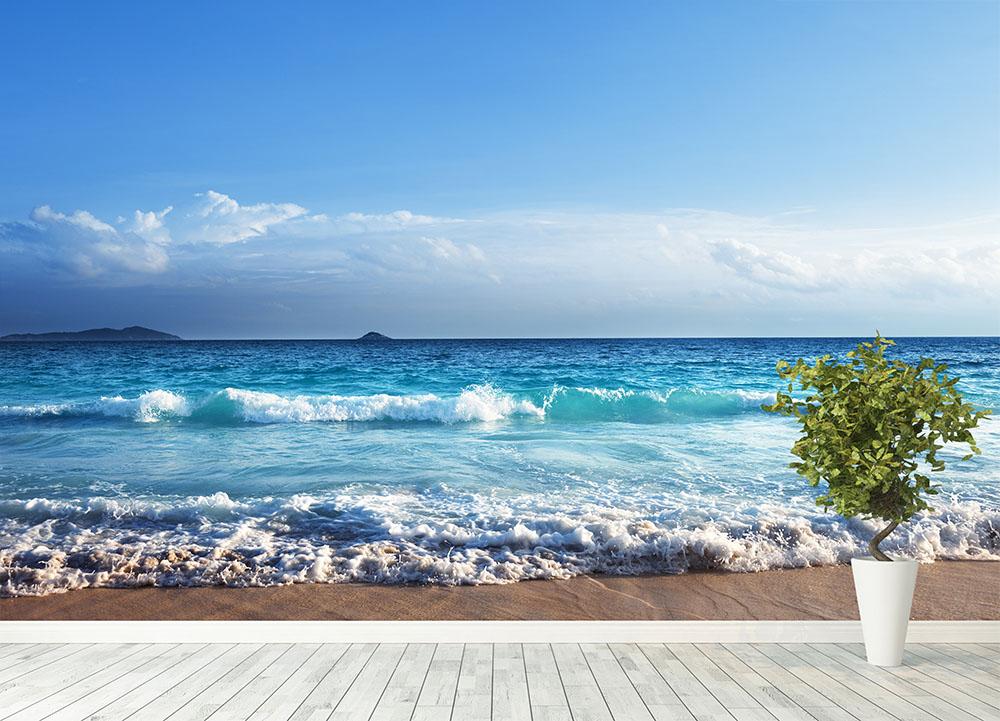 Seychelles beach in sunset time Wall Mural Wallpaper - Canvas Art Rocks - 4