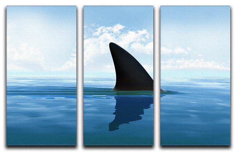 Shark fin above water 3 Split Panel Canvas Print - Canvas Art Rocks - 1