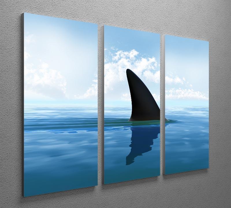 Shark fin above water 3 Split Panel Canvas Print - Canvas Art Rocks - 2