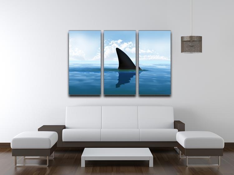 Shark fin above water 3 Split Panel Canvas Print - Canvas Art Rocks - 3