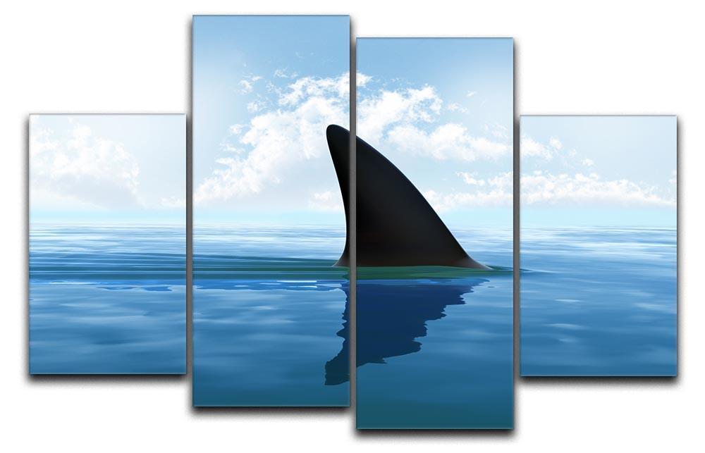 Shark fin above water 4 Split Panel Canvas  - Canvas Art Rocks - 1