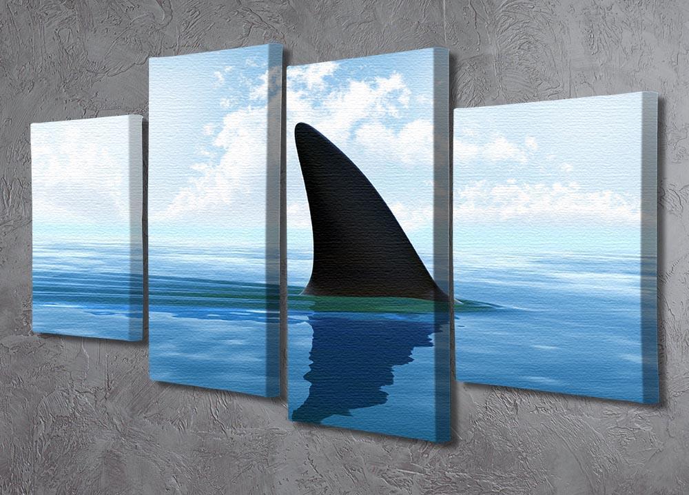 Shark fin above water 4 Split Panel Canvas  - Canvas Art Rocks - 2