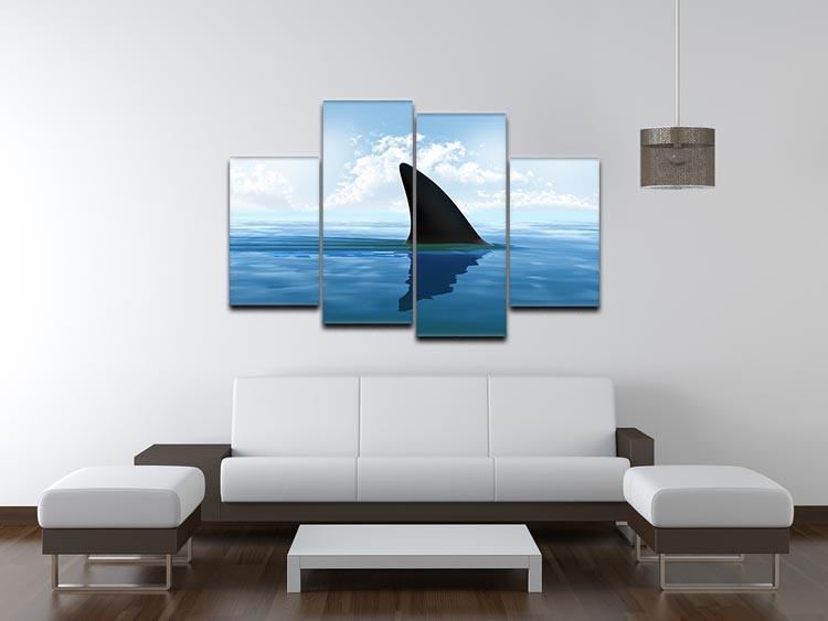 Shark fin above water 4 Split Panel Canvas  - Canvas Art Rocks - 3