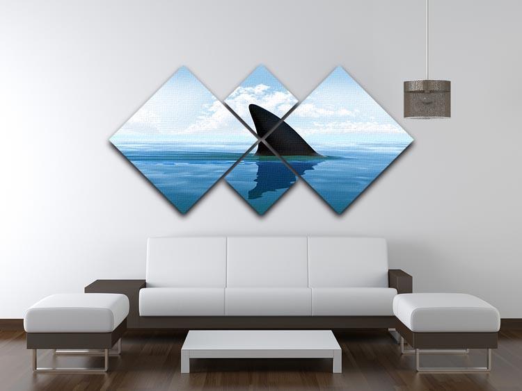 Shark fin above water 4 Square Multi Panel Canvas  - Canvas Art Rocks - 3