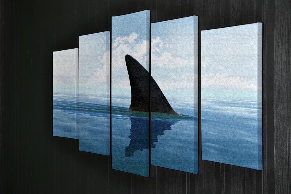 Shark fin above water 5 Split Panel Canvas  - Canvas Art Rocks - 2
