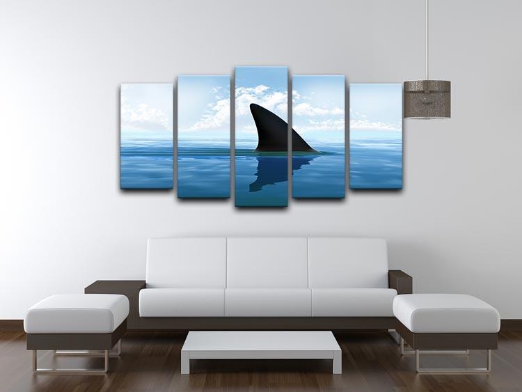 Shark fin above water 5 Split Panel Canvas  - Canvas Art Rocks - 3