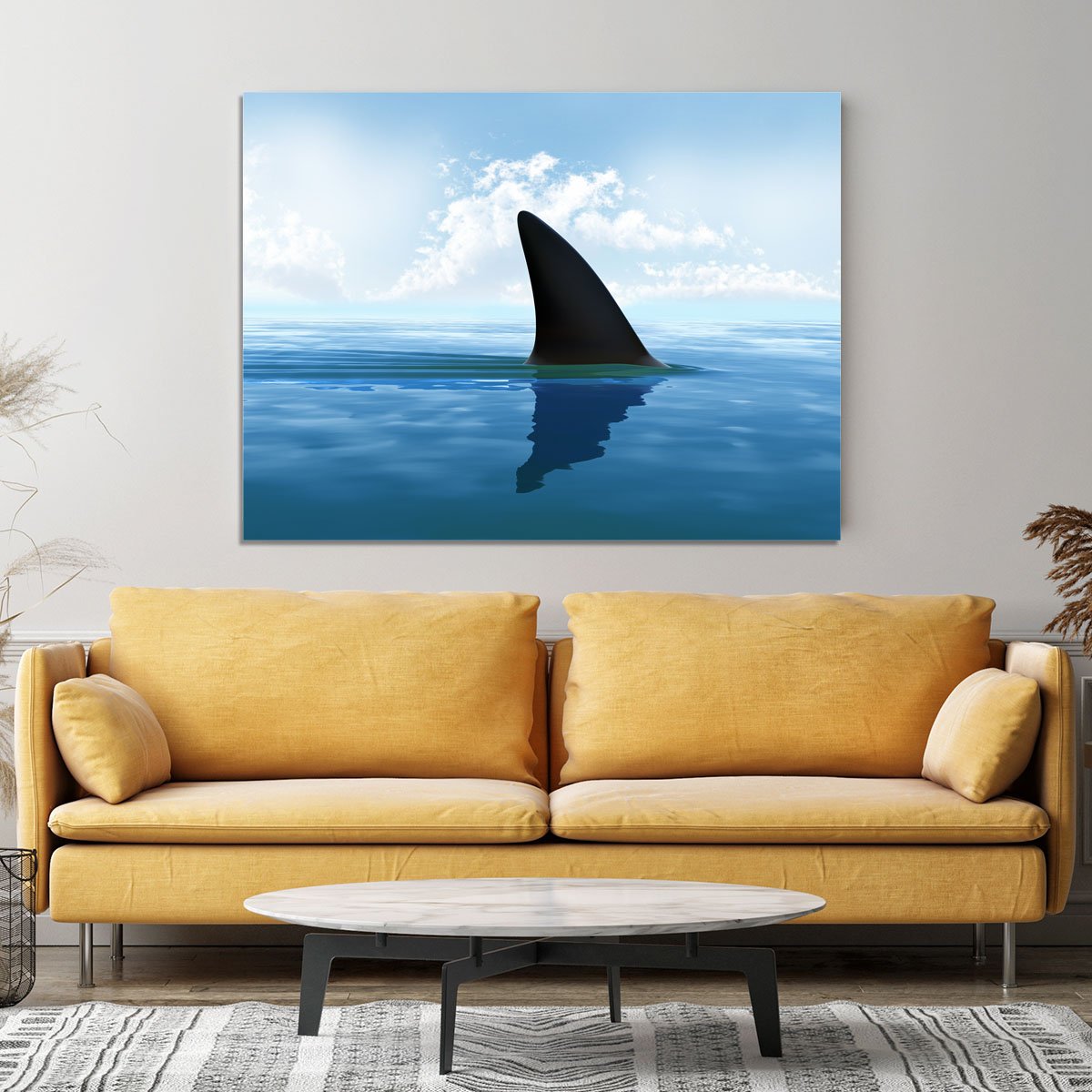 Shark fin above water Canvas Print or Poster