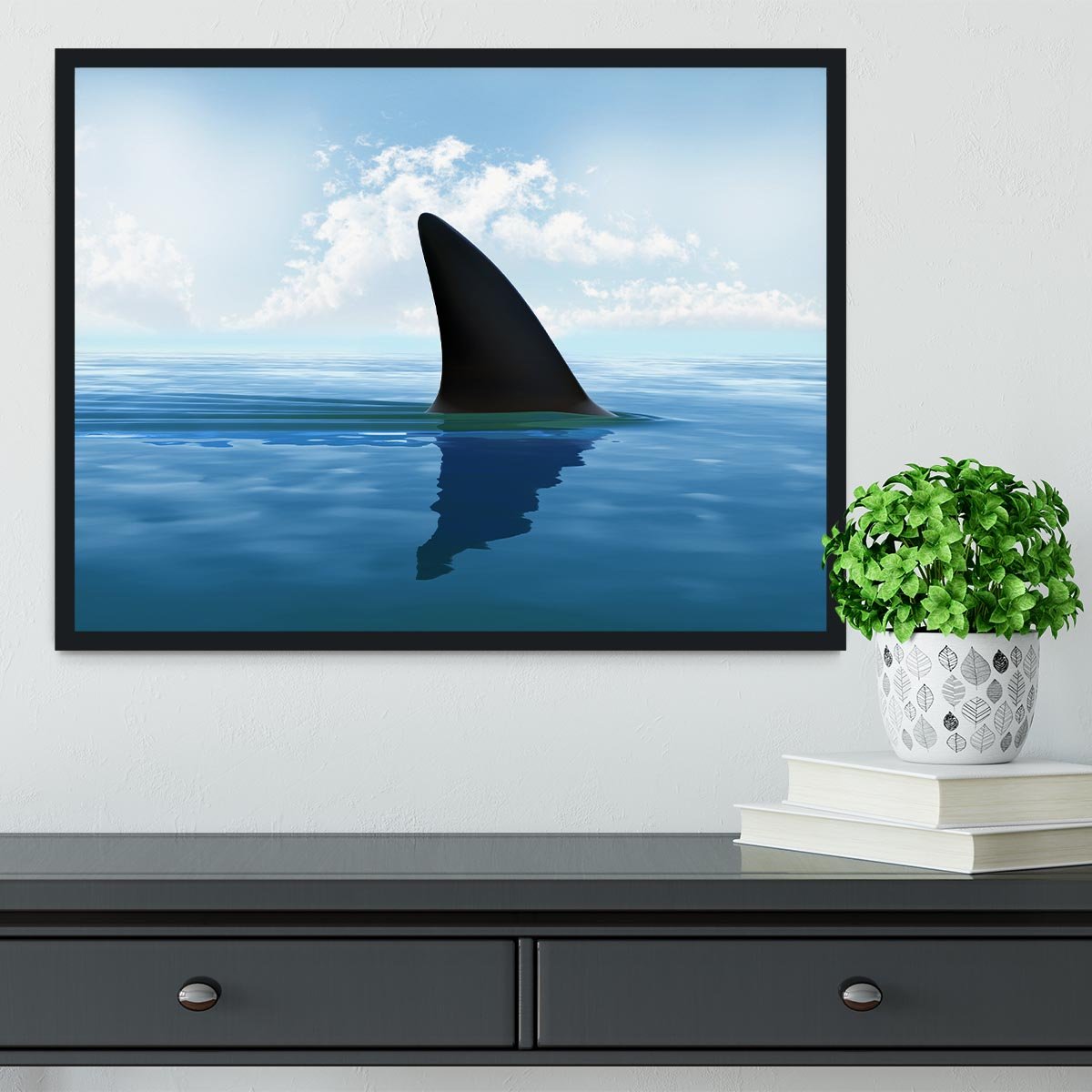 Shark fin above water Framed Print - Canvas Art Rocks - 2