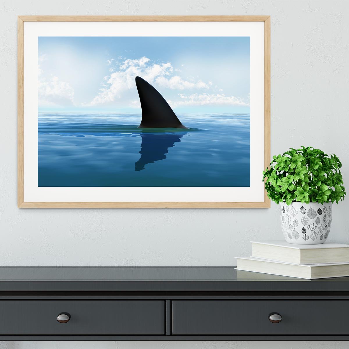 Shark fin above water Framed Print - Canvas Art Rocks - 3