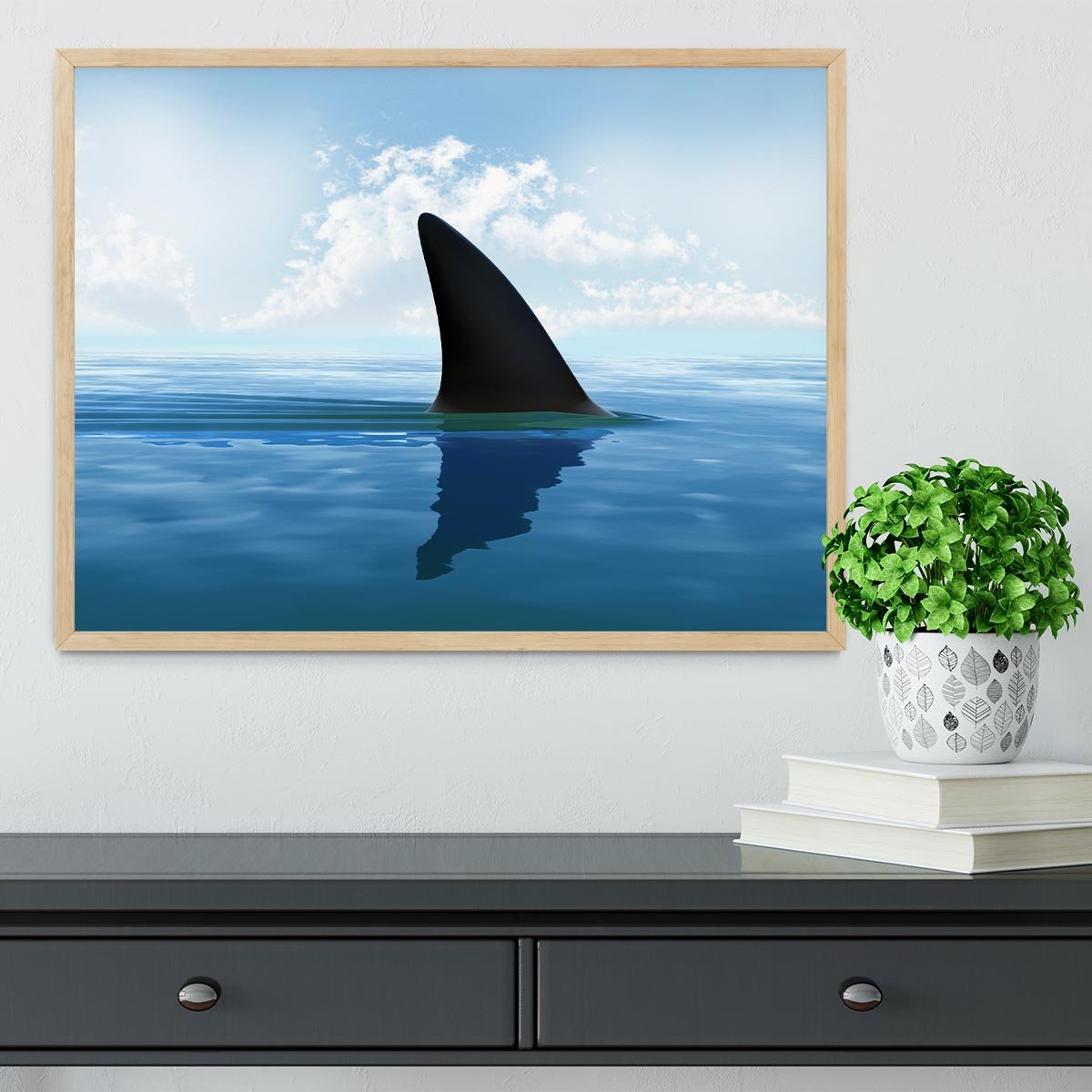 Shark fin above water Framed Print - Canvas Art Rocks - 4