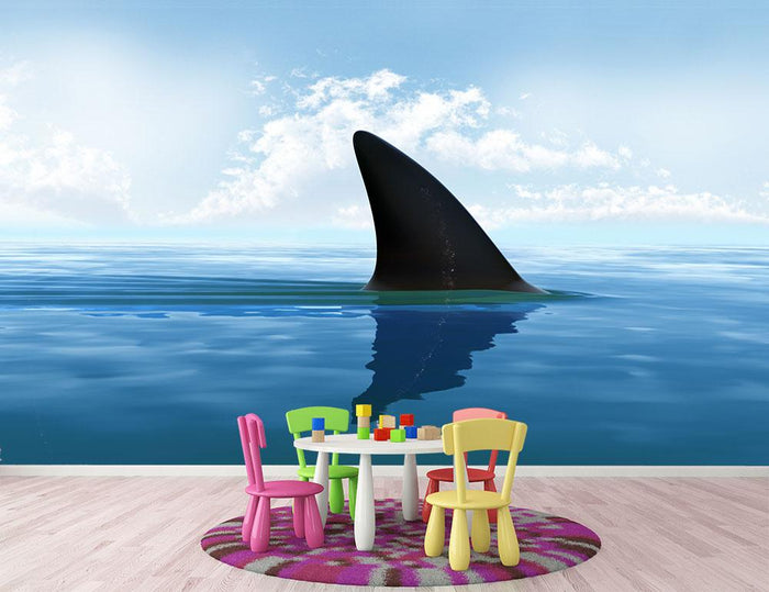 Shark fin above water Wall Mural Wallpaper