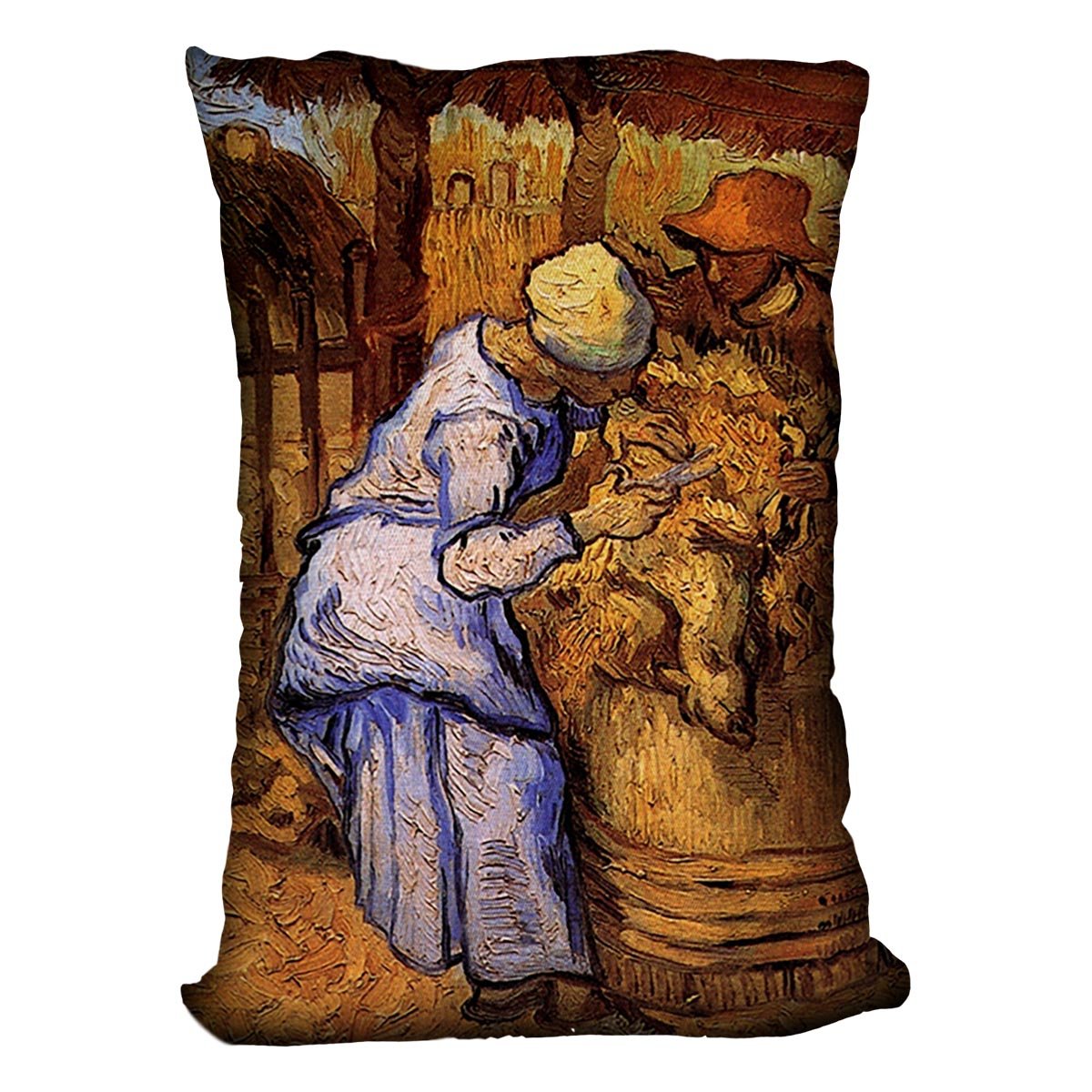 Sheep Shearers by Van Gogh Throw Pillow