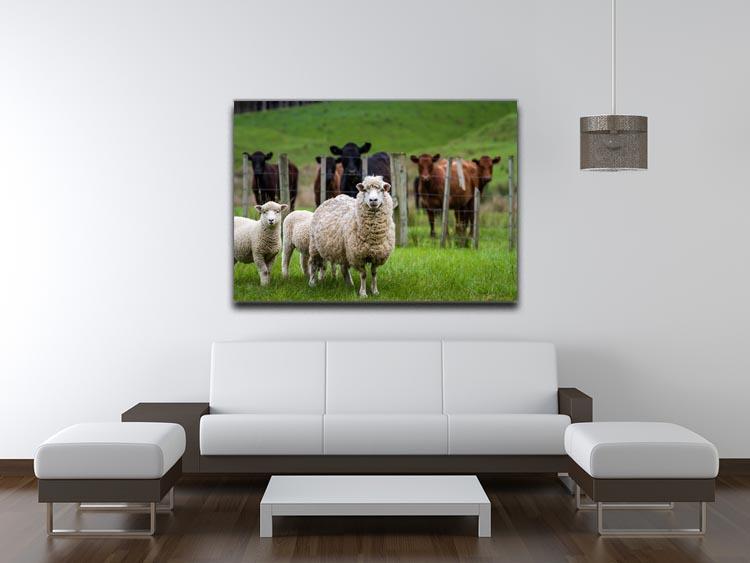 Sheep and cows Canvas Print or Poster - Canvas Art Rocks - 4