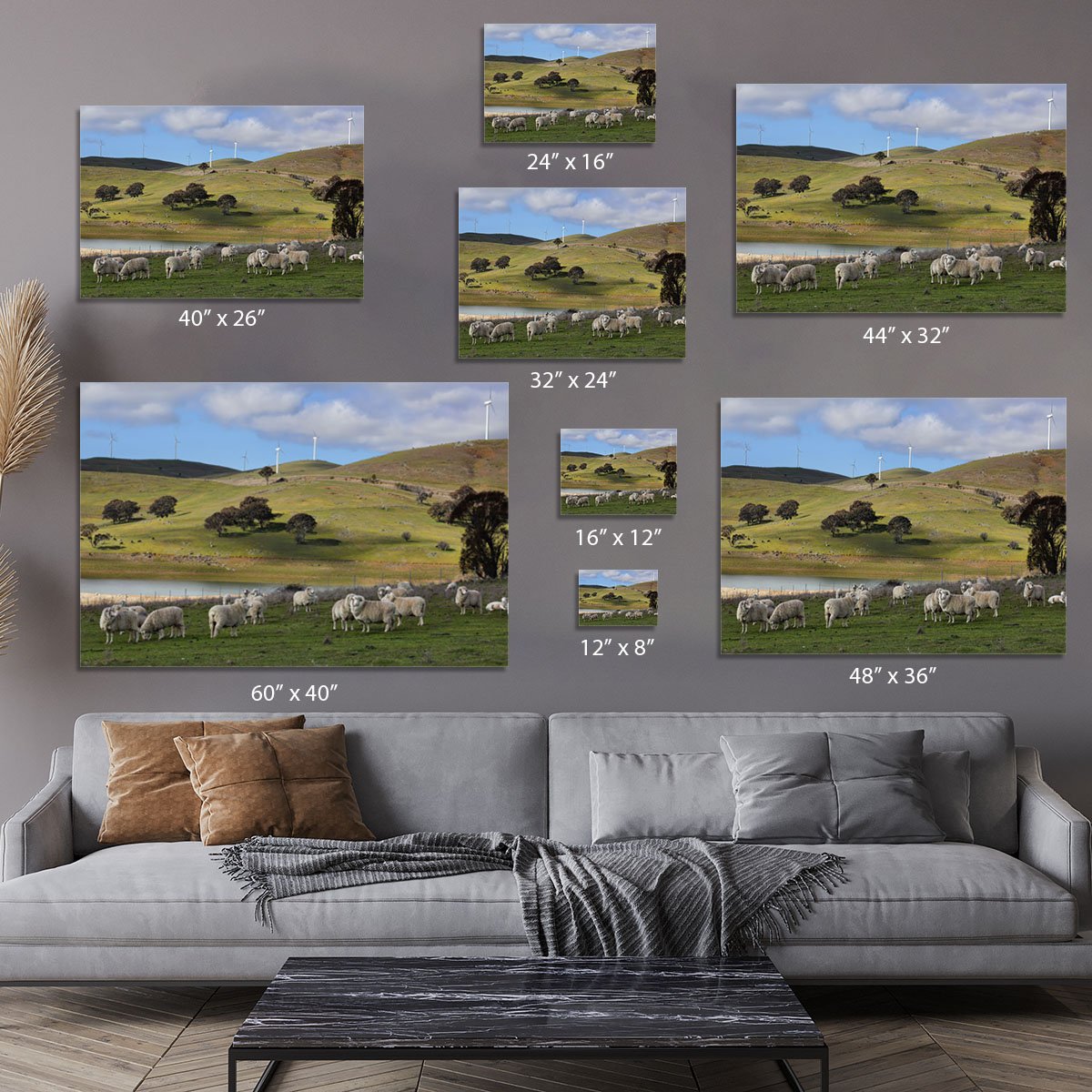 Sheep grazing below the Blayney to Carcoar windfarm Canvas Print or Poster