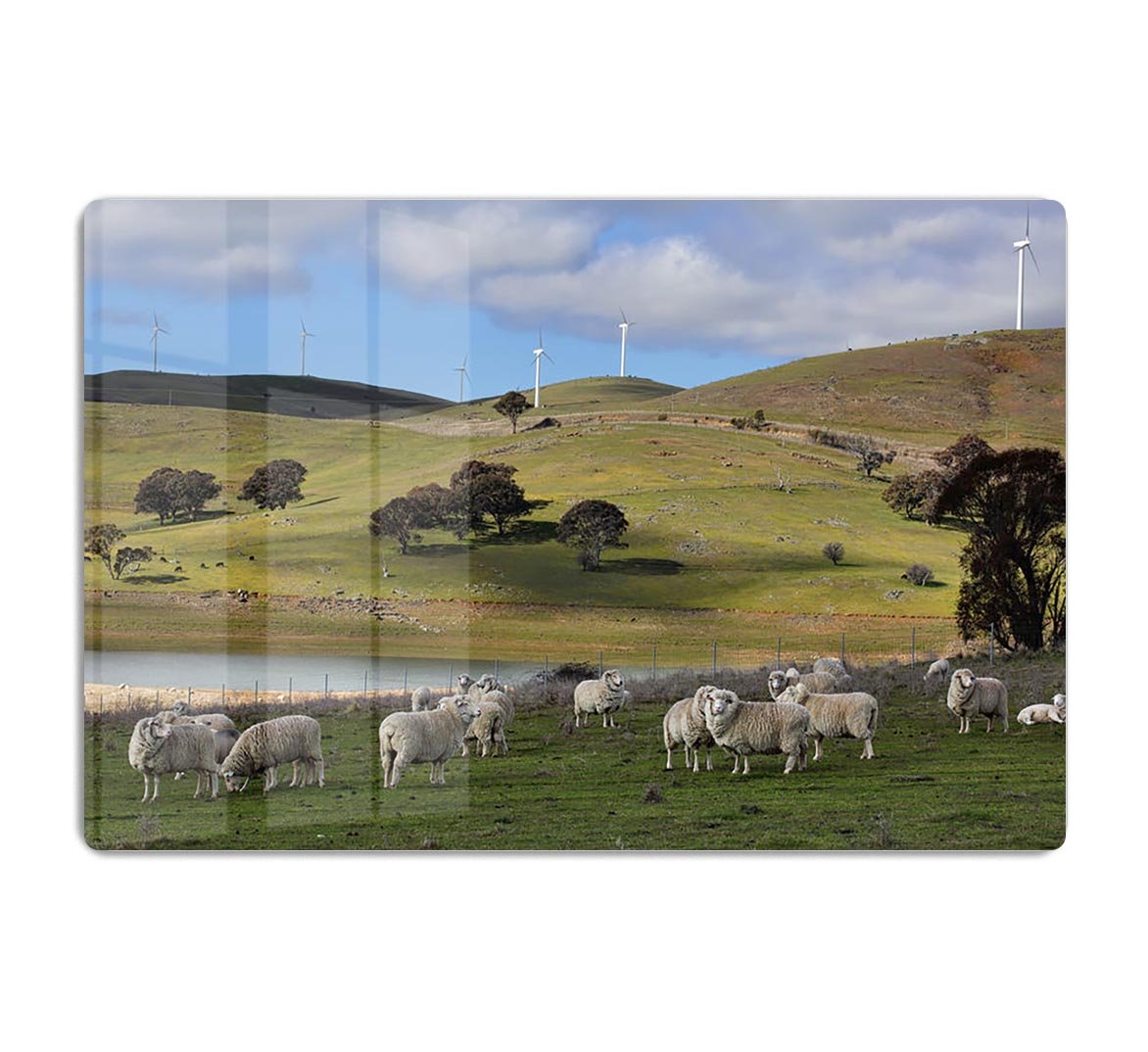 Sheep grazing below the Blayney to Carcoar windfarm HD Metal Print - Canvas Art Rocks - 1