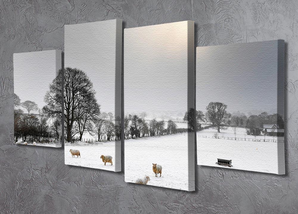 Sheep in the snow 4 Split Panel Canvas - Canvas Art Rocks - 2