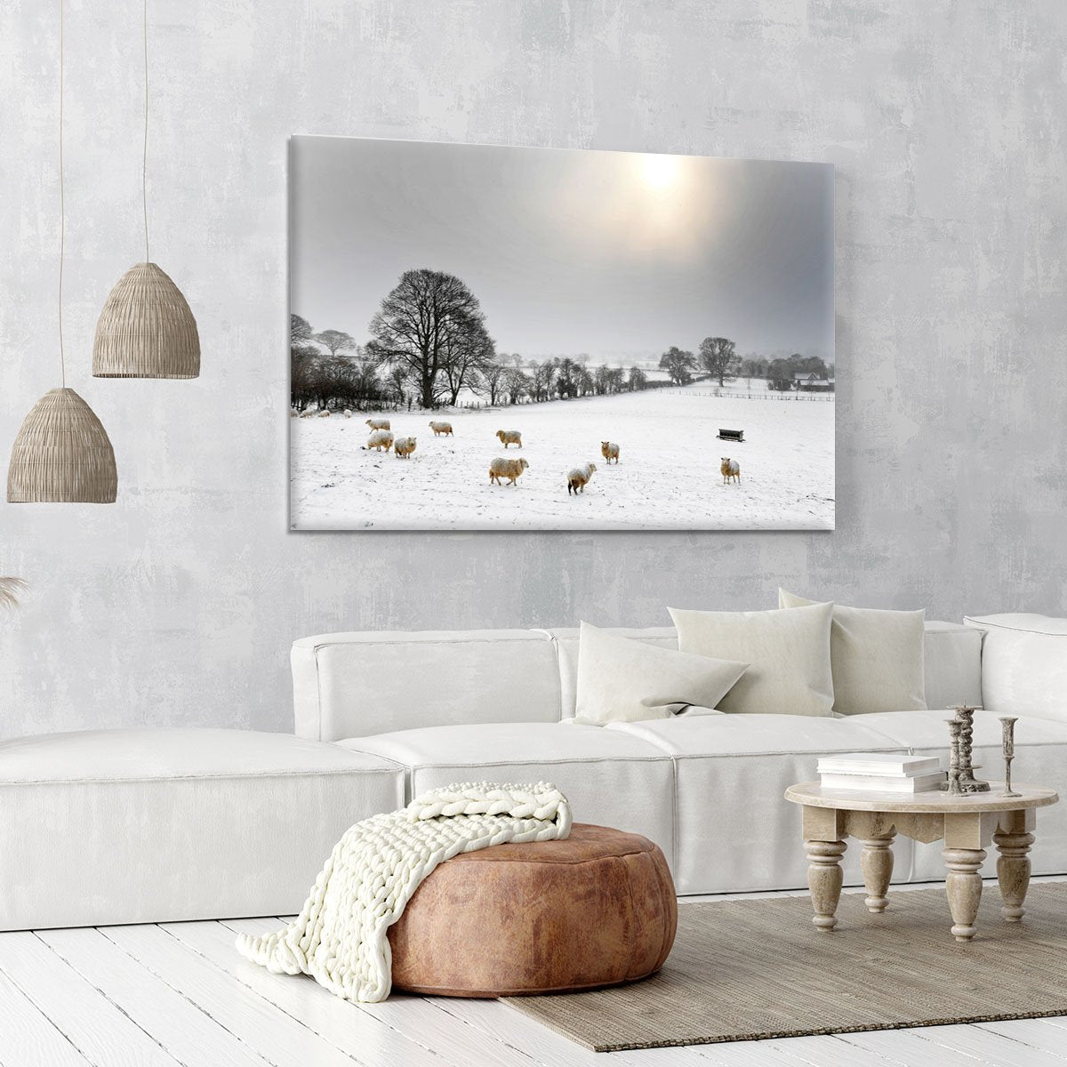 Sheep in the snow Canvas Print or Poster