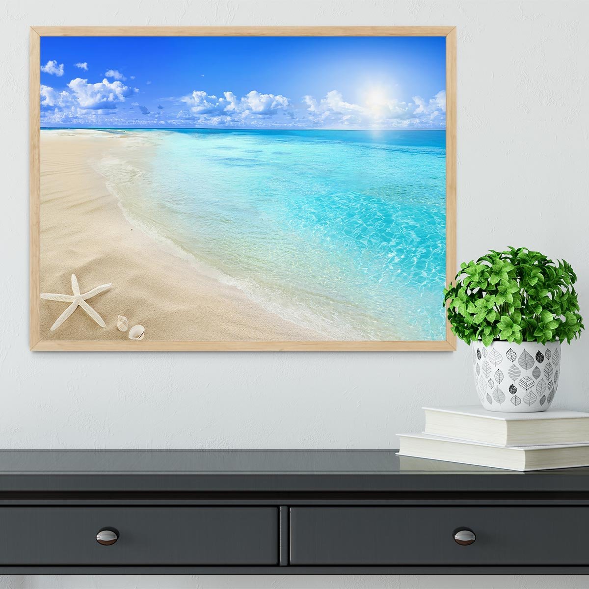 Shells on sunny beach Framed Print - Canvas Art Rocks - 4