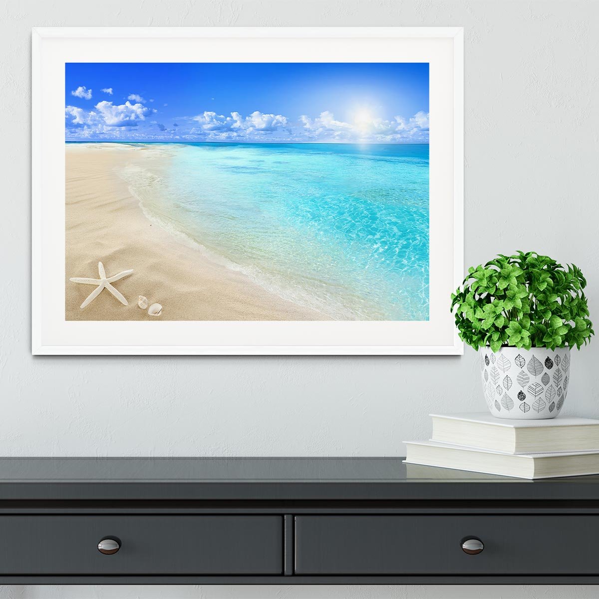 Shells on sunny beach Framed Print - Canvas Art Rocks - 5