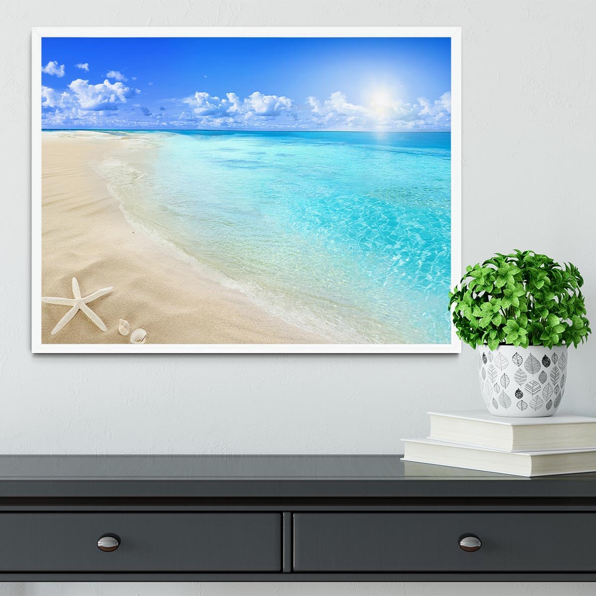 Shells on sunny beach Framed Print - Canvas Art Rocks -6