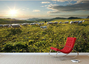 Shepherd with dog and sheep Wall Mural Wallpaper - Canvas Art Rocks - 2