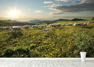 Shepherd with dog and sheep Wall Mural Wallpaper - Canvas Art Rocks - 4