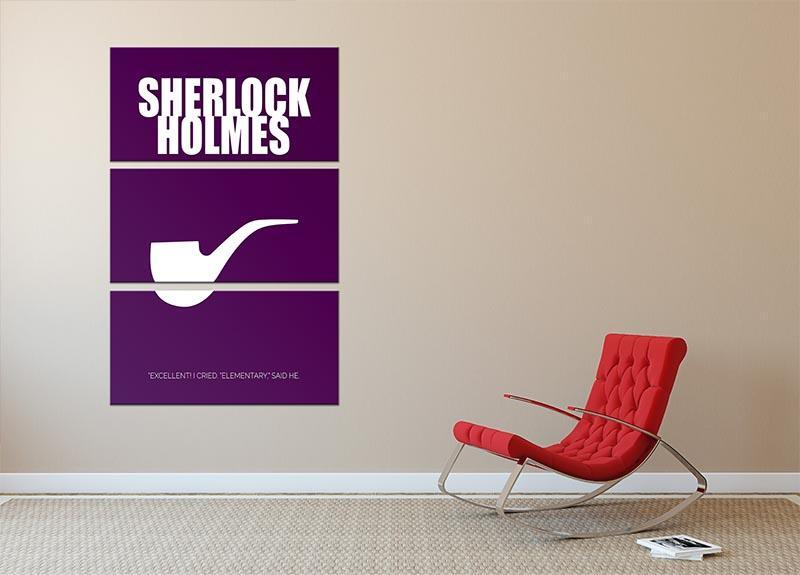 Sherlock Holmes Minimal Movie 3 Split Panel Canvas Print - Canvas Art Rocks - 2