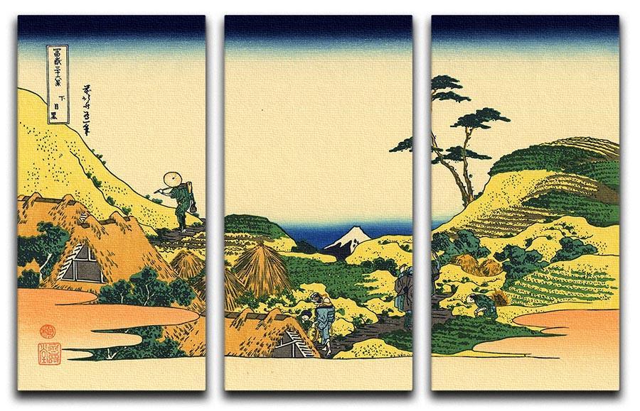 Shimomeguro by Hokusai 3 Split Panel Canvas Print - Canvas Art Rocks - 1