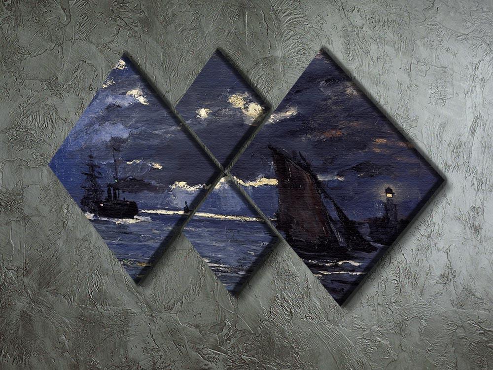 Shipping by Moonlight by Monet 4 Square Multi Panel Canvas - Canvas Art Rocks - 2