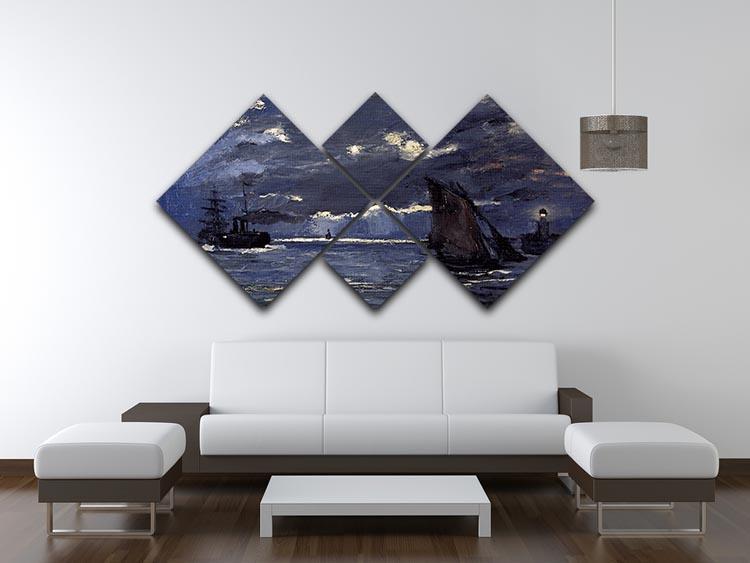 Shipping by Moonlight by Monet 4 Square Multi Panel Canvas - Canvas Art Rocks - 3