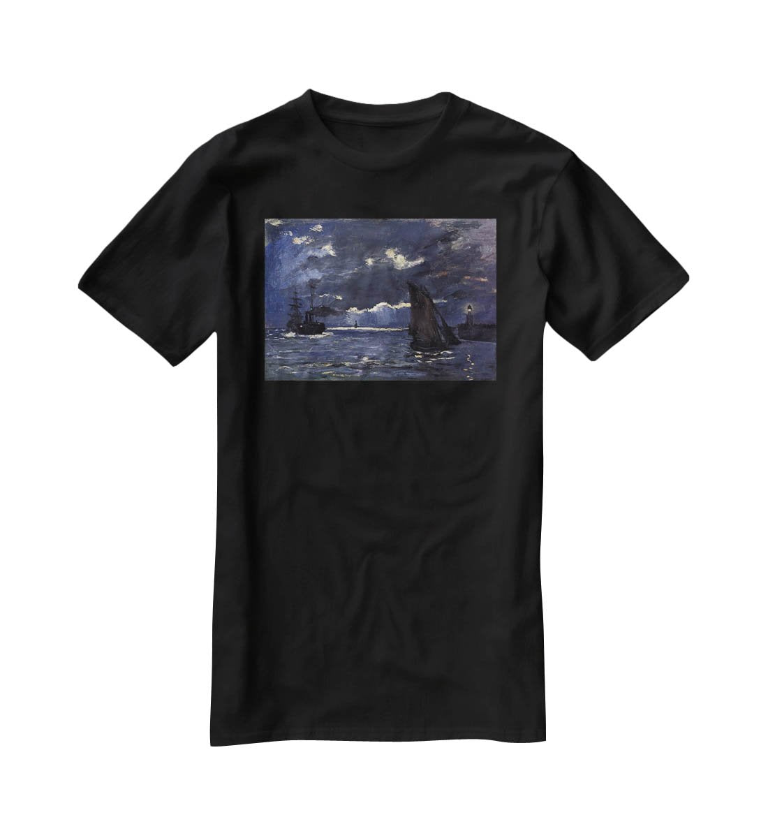 Shipping by Moonlight by Monet T-Shirt - Canvas Art Rocks - 1