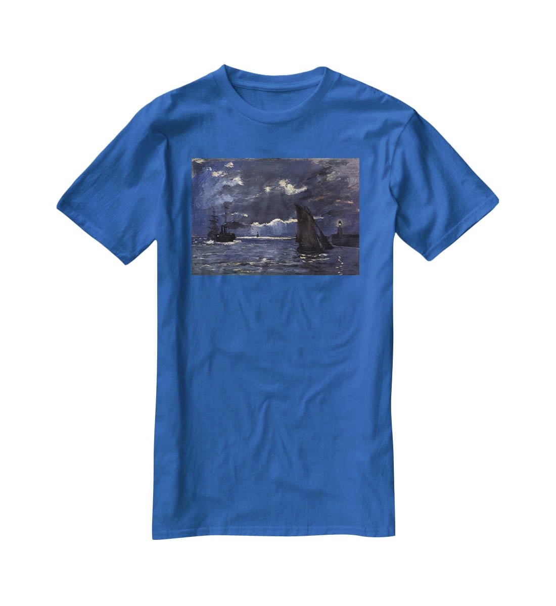 Shipping by Moonlight by Monet T-Shirt - Canvas Art Rocks - 2