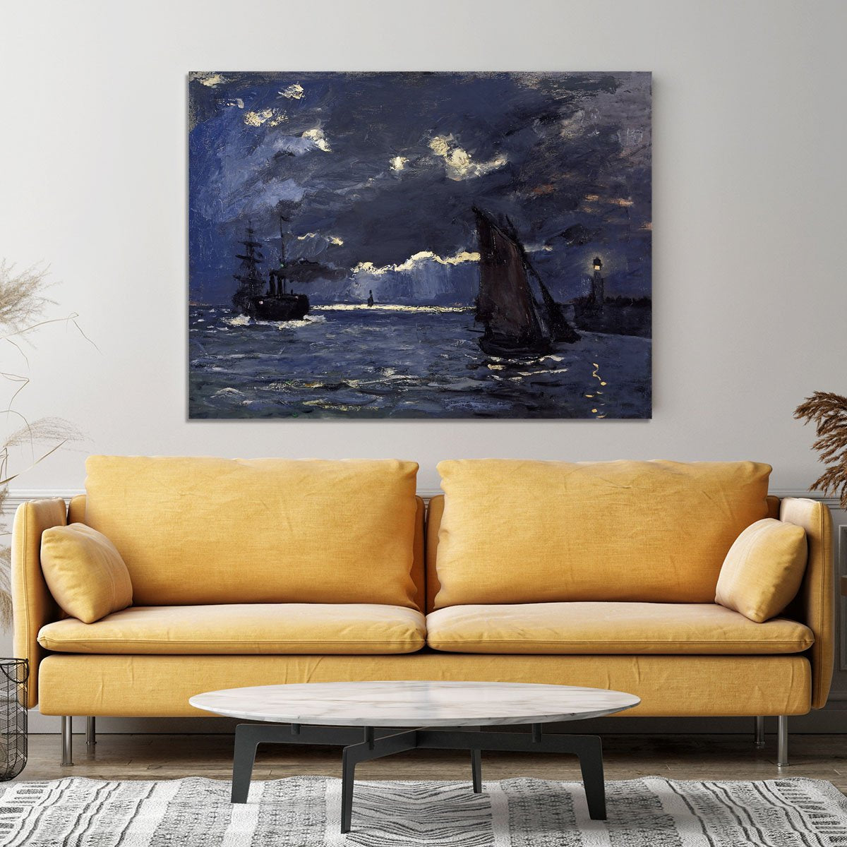 Shipping by Moonlight by Monet Canvas Print or Poster