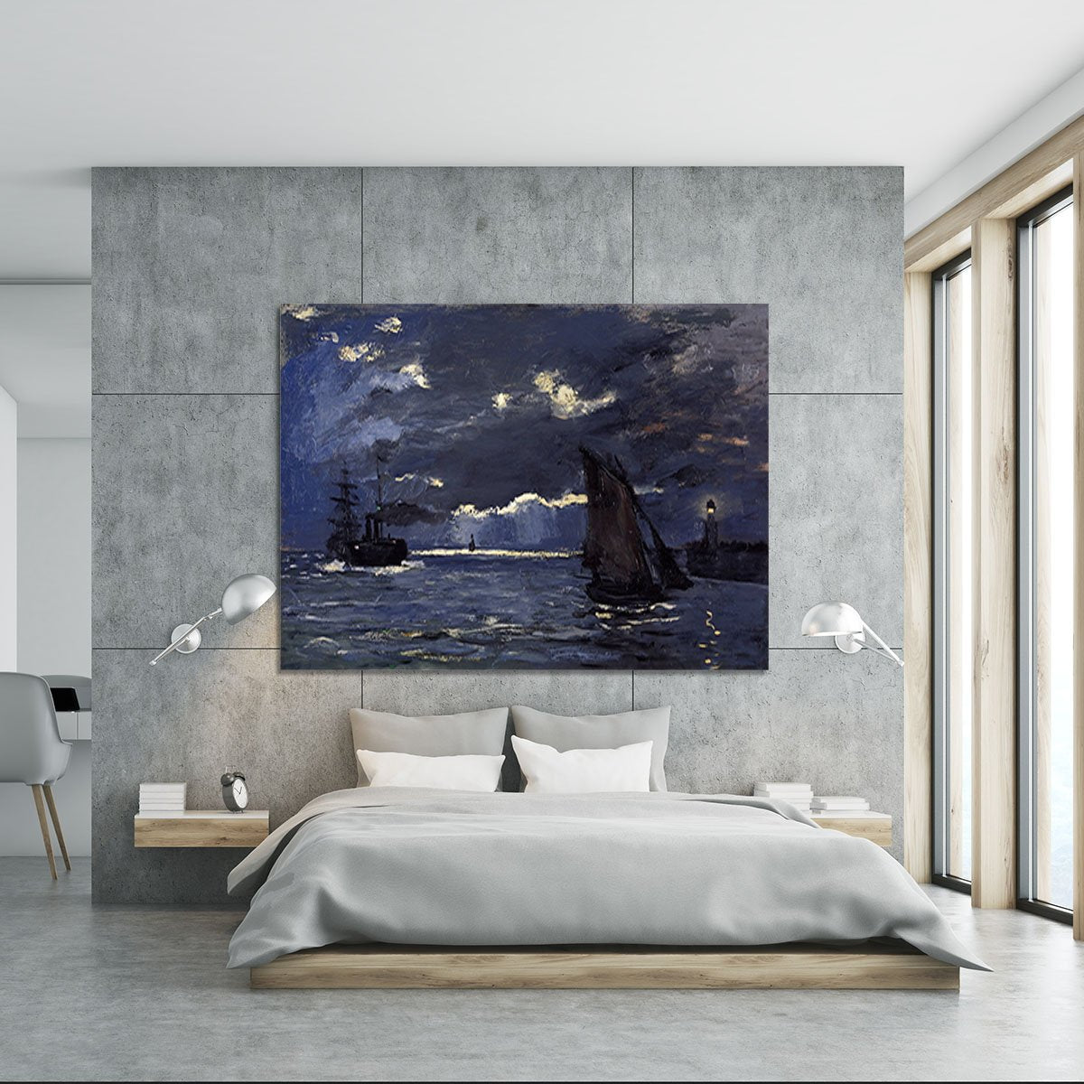 Shipping by Moonlight by Monet Canvas Print or Poster