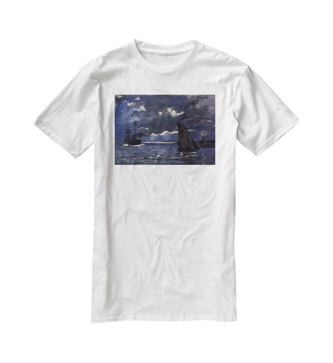 Shipping by Moonlight by Monet T-Shirt - Canvas Art Rocks - 5