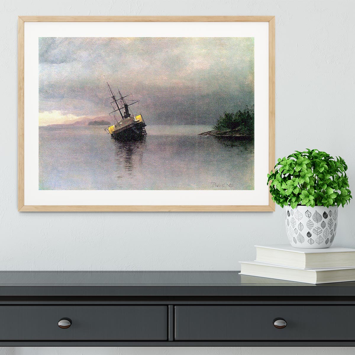 Shipwreck in Loring bay Alaska by Bierstadt Framed Print - Canvas Art Rocks - 3